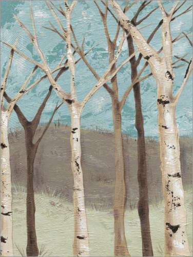 Poster Blue birches I