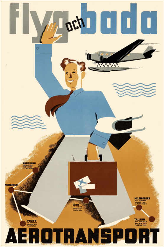 Poster Aerotransport flyg och bada