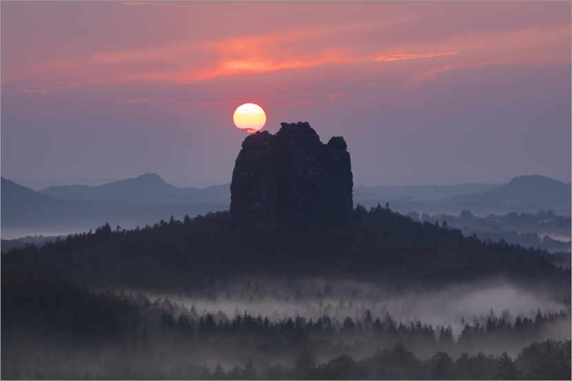 Poster Sunset over the Falkenstein, Saxon Switzerland