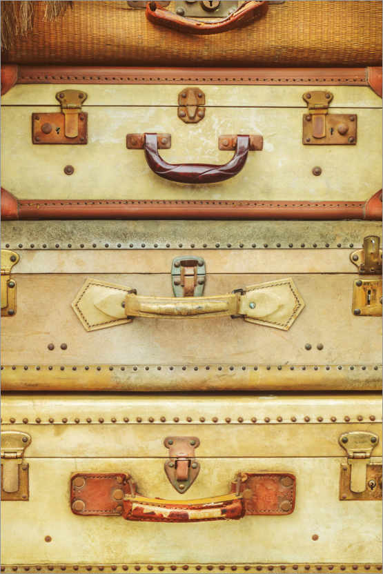 Poster Stack of ancient travel suitcases