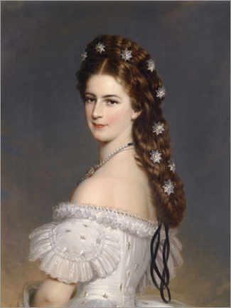 Canvastavla  Elisabeth av Bayern med diamantstjärnor - Franz Xaver Winterhalter