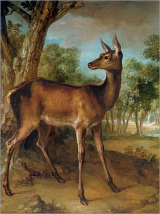 Poster  The watchful doe - Jean-Baptiste Oudry