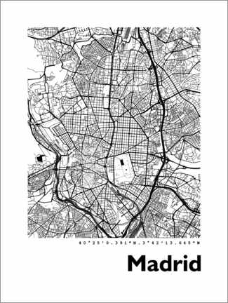 Akrylglastavla  Madrid city map - 44spaces