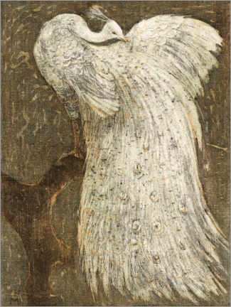Akrylglastavla  White peacock on a branch - Theo van Hoytema