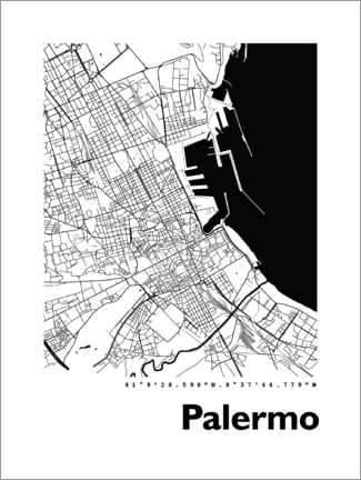 Poster City map of Palermo Sicily