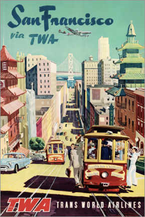 Aluminiumtavla  San Francisco via TWA - Vintage Travel Collection