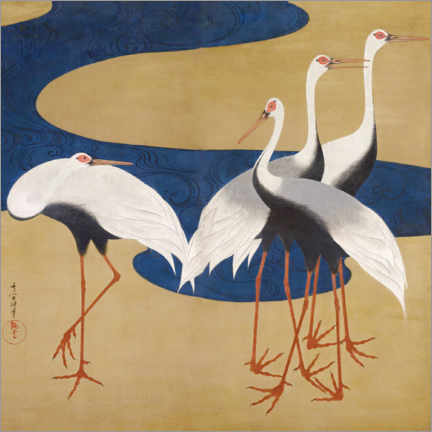 Canvastavla  Cranes - Suzuki Kiitsu