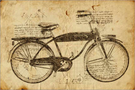 Självhäftande poster  Retro Bicycle - Durro Art