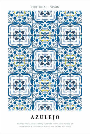Trätavla  Azulejo (englisch) - Art Couture