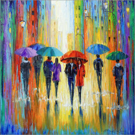 Poster Romantic walk through the rain