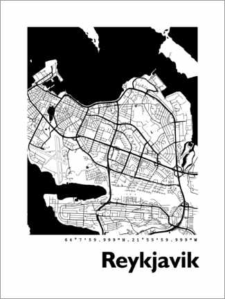 Poster  Reykjavik city map - 44spaces