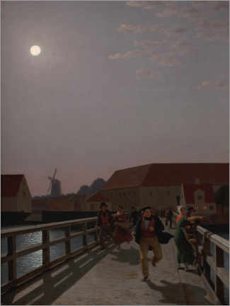 Poster Langebro, Copenhagen, in the moonlight