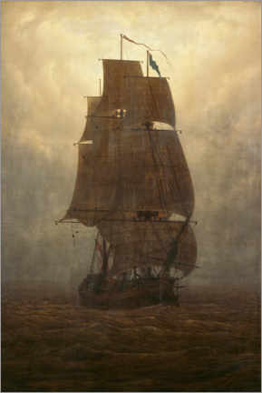 Självhäftande poster  Sailing ship in the fog - Caspar David Friedrich