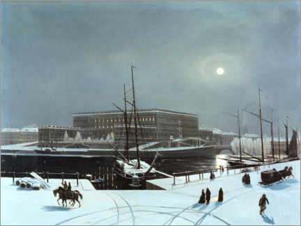 Poster  Vy av Kungliga slottet i Stockholm på vintern - Carl Stefan Bennet