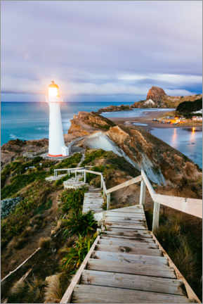 Poster Lighthouse on the coast of New Zealand