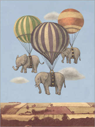 Canvastavla  Flight of the Elephants - Terry Fan