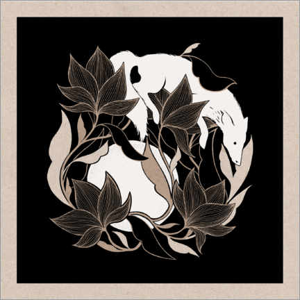 Akrylglastavla  Inari Dark - Jumping fox and moon - Chromakane