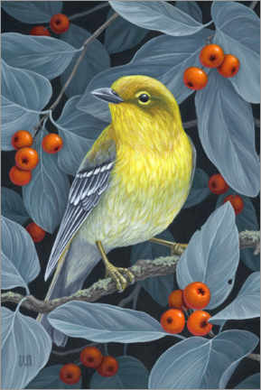 Akrylglastavla  Pine Warbler - Vasilisa Romanenko