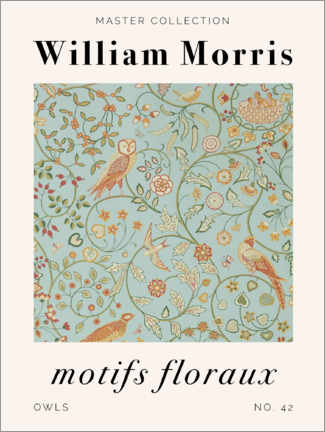 Självhäftande poster  Motifs Floraux - Owls - William Morris