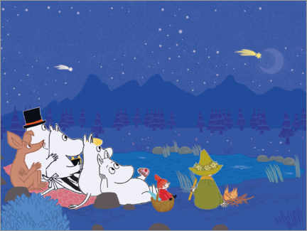 Poster  The Moomins under shooting stars
