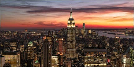 Canvastavla  New York City panorama at sunset - Achim Thomae