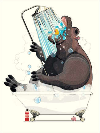 Poster Hippo in the bathtub