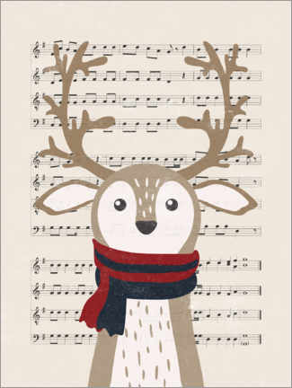 Galleritryck  Christmas music deer - Olga Telnova