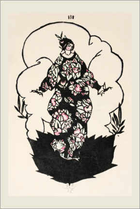 Galleritryck  Design for a Dress, Plate 3, illustration from 'Wiener Werkstätte Mode 1914/15' - Dagobert Peche