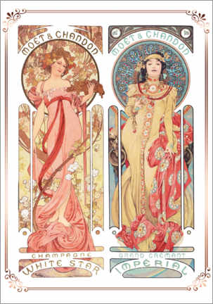 Poster  Moët &amp; Chandon, collage - Alfons Mucha