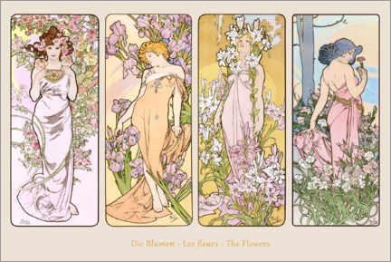 Aluminiumtavla  The Flowers - Alfons Mucha