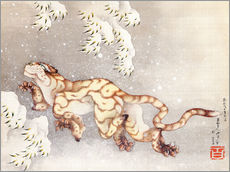 Självhäftande poster  Tiger in a snowstorm, 1849 - Katsushika Hokusai