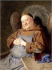 Självhäftande poster  Sitting monk with tankards - Eduard Grützner