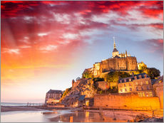 Självhäftande poster  Stunning sunset over Mont Saint Michel