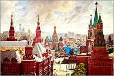 Självhäftande poster  Utsikt över Kreml vid Röda torget, Moskva