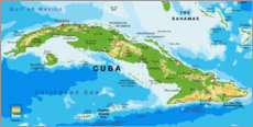 Aluminiumtavla  Cuba - Map