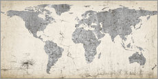 Galleritryck  Världskarta vintage