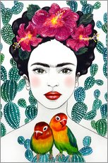 Självhäftande poster  Frida Kahlo - Lovebirds - Mandy Reinmuth
