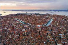 Poster Flygfoto över Canal Grande vid solnedgången, Venedig