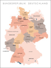 Aluminiumtavla  Federala stater och huvudstäder i den tyska federala republiken