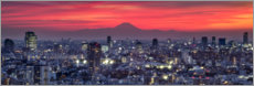 Poster Tokyo panorama med berg Fuji