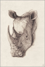 Poster Rhino portrait, vintage