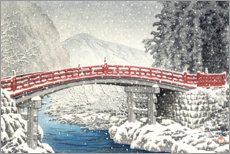 Akrylglastavla  Shinkyo bridge in Nikko under the snow - Kawase Hasui
