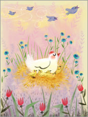Poster  Hen with chicks - Mona Meslier Menuau