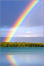 Självhäftande poster  Rainbow on Lake Naknek - Jerry Ginsberg