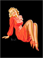 Självhäftande poster  Pin Up - Lady in Red Dress - Al Buell