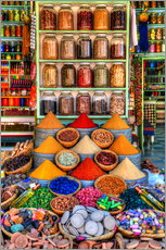 Galleritryck  Kryddor på en basar i Marrakech - HADYPHOTO