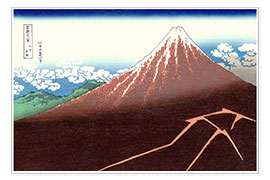 Poster  Fuji above the Lightning - Katsushika Hokusai