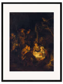 Inramat konsttryck  Adoration of the Shepherds. 1646 - Rembrandt van Rijn