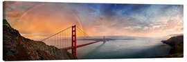 Canvastavla  San Francisco Golden Gate with rainbow - Michael Rucker
