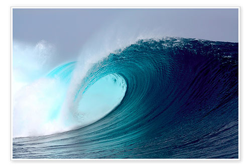Poster Tropical blue surfing wave